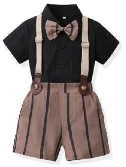 Black Mocha Bow-Tie Suspender Set showcase