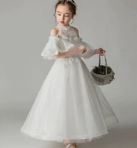 White Floral Cold-Shoulder Ball Gown showcase
