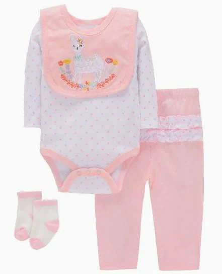 Pink Giraffe Bib Outfit showcase