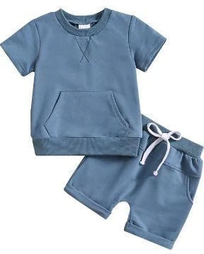 Dusty Blue Pocket Tee Set showcase