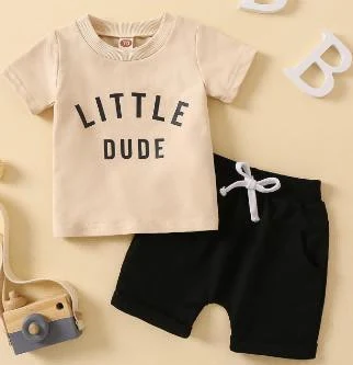Little Dude Tee and Black Shorts Set showcase