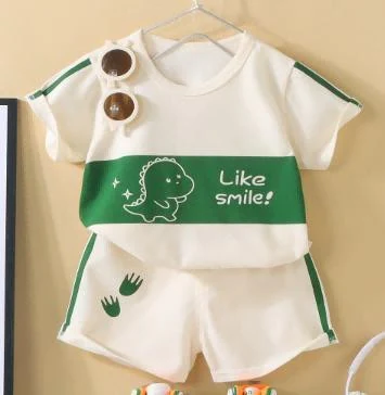 Green Smile Dinosaur Shorts Set showcase
