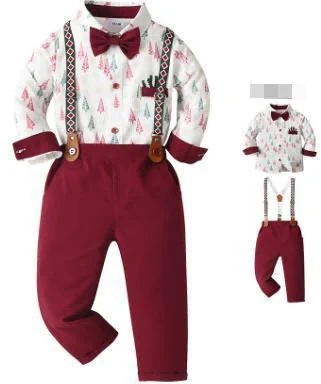 Burgundy Suspender Bow-Tie Outfit showcase