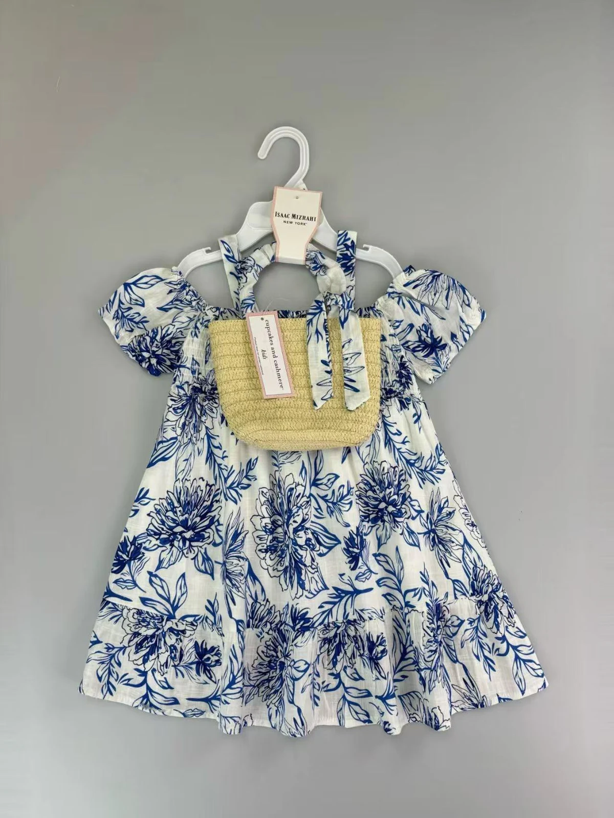 Cobalt Floral Dress and Mini Bag Set showcase