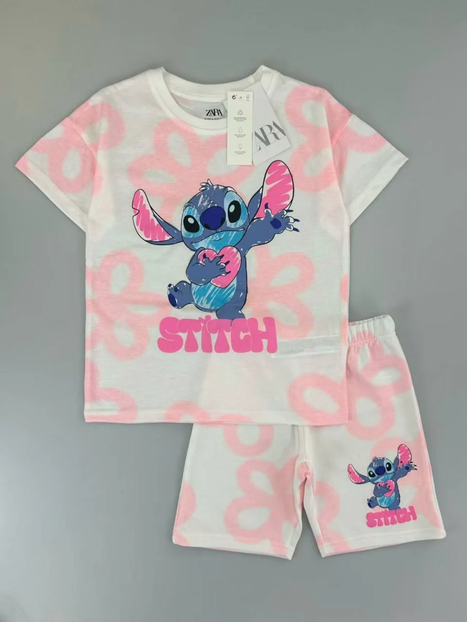 Pink Stitch Flower Shorts Set showcase