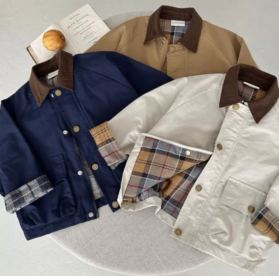Check-Trim Contrast-Collar Jacket showcase