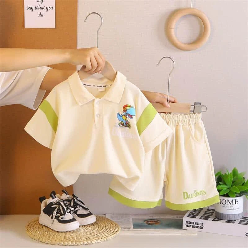 Lime Accent Polo Shorts Set showcase