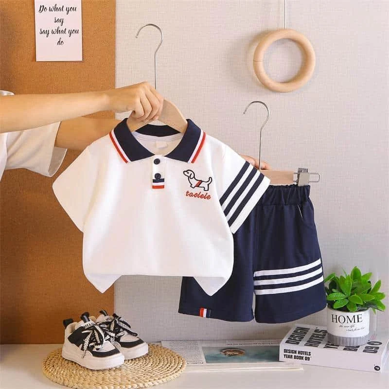 Navy Triple-Stripe Polo Set showcase