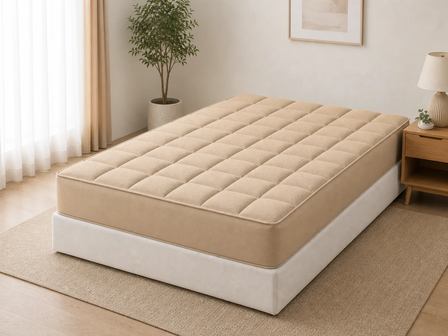 Beige mattress topper - twin / one-and-half view 3