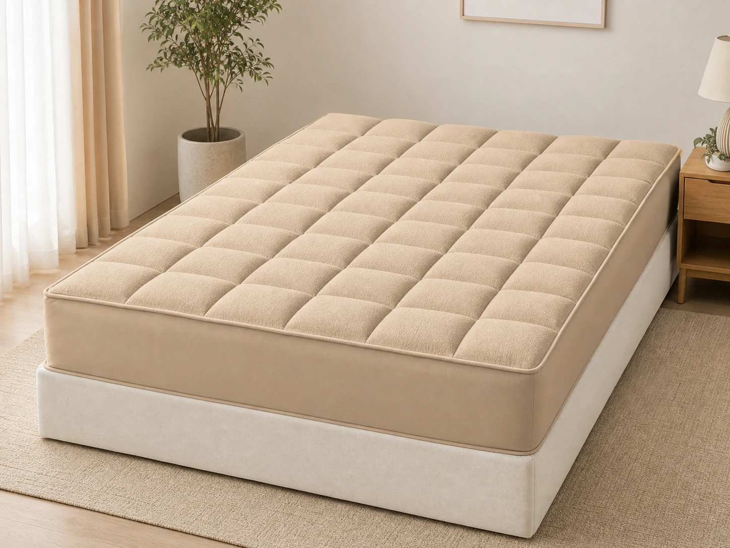Beige mattress topper - twin / one-and-half