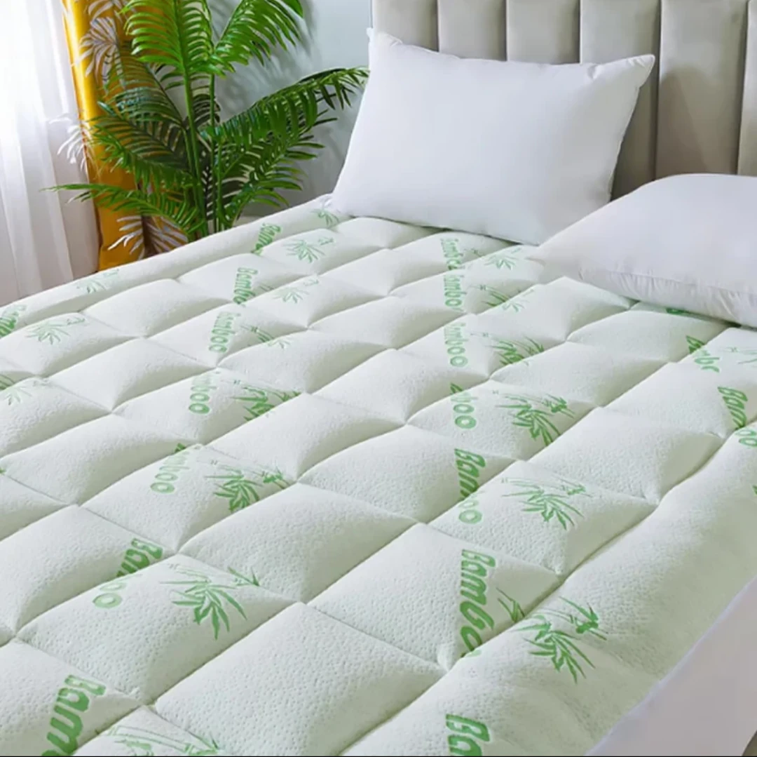 White-and-green bamboo-pattern topper - full / double JSK-MT-G2 photo 2