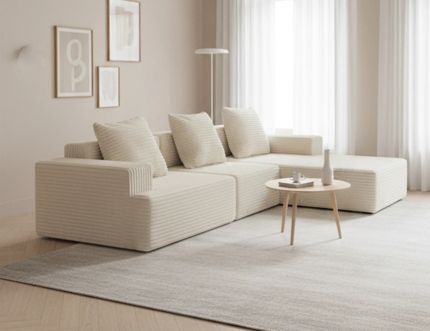 Four-Colour Modular Corduroy Sofa
