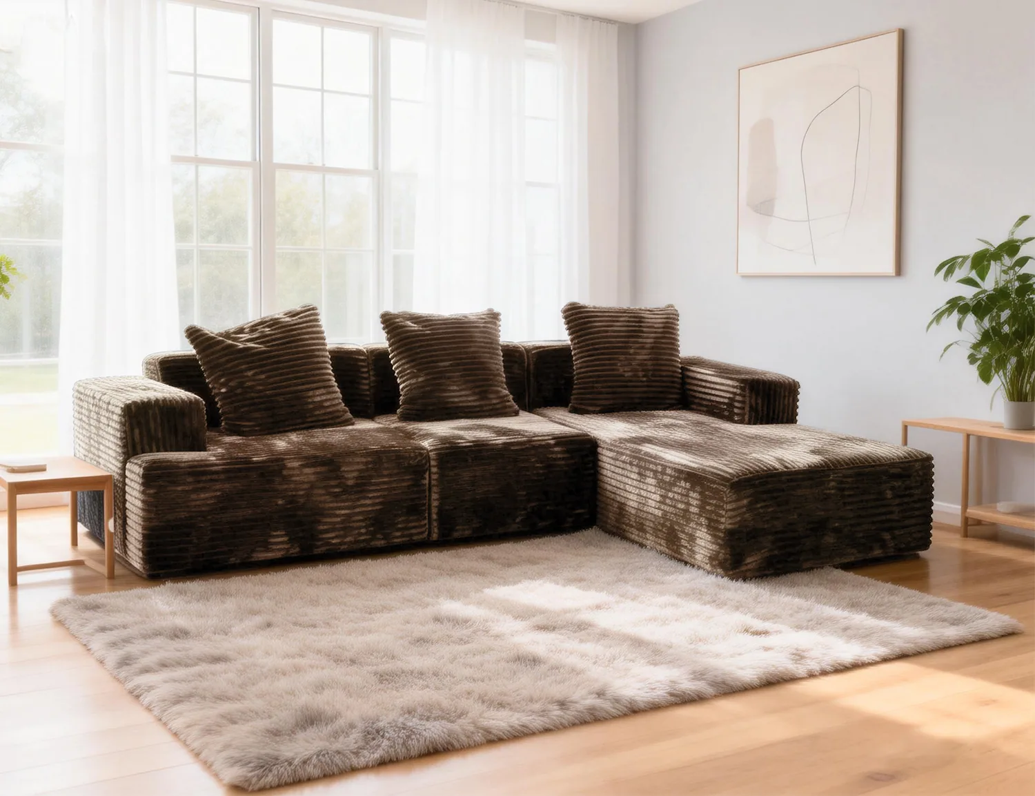 Four-Colour Modular Corduroy Sofa view 7