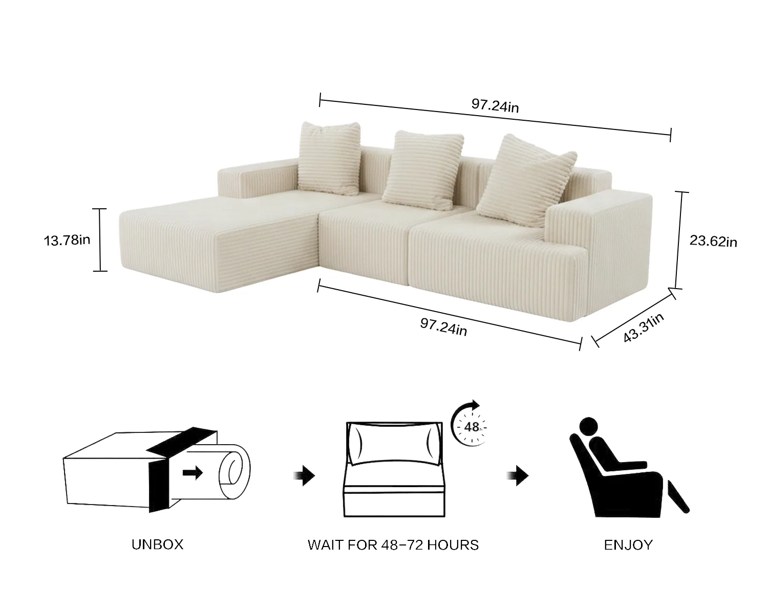 Four-Colour Modular Corduroy Sofa view 10