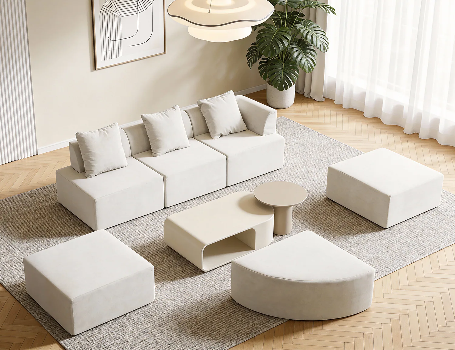 Four-Colour Modular Sectional Sofa Set view 3