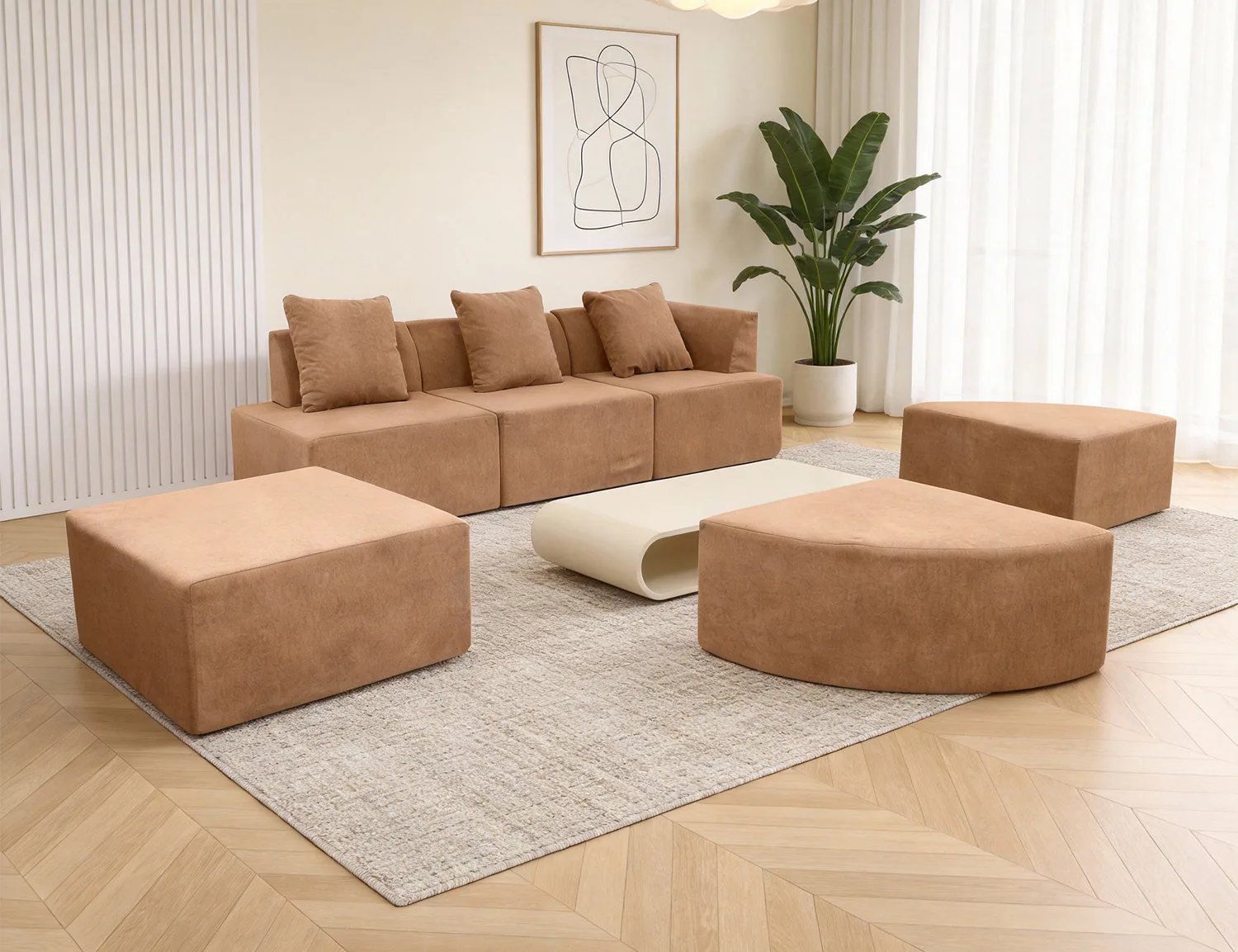 Four-Colour Modular Sectional Sofa Set view 9