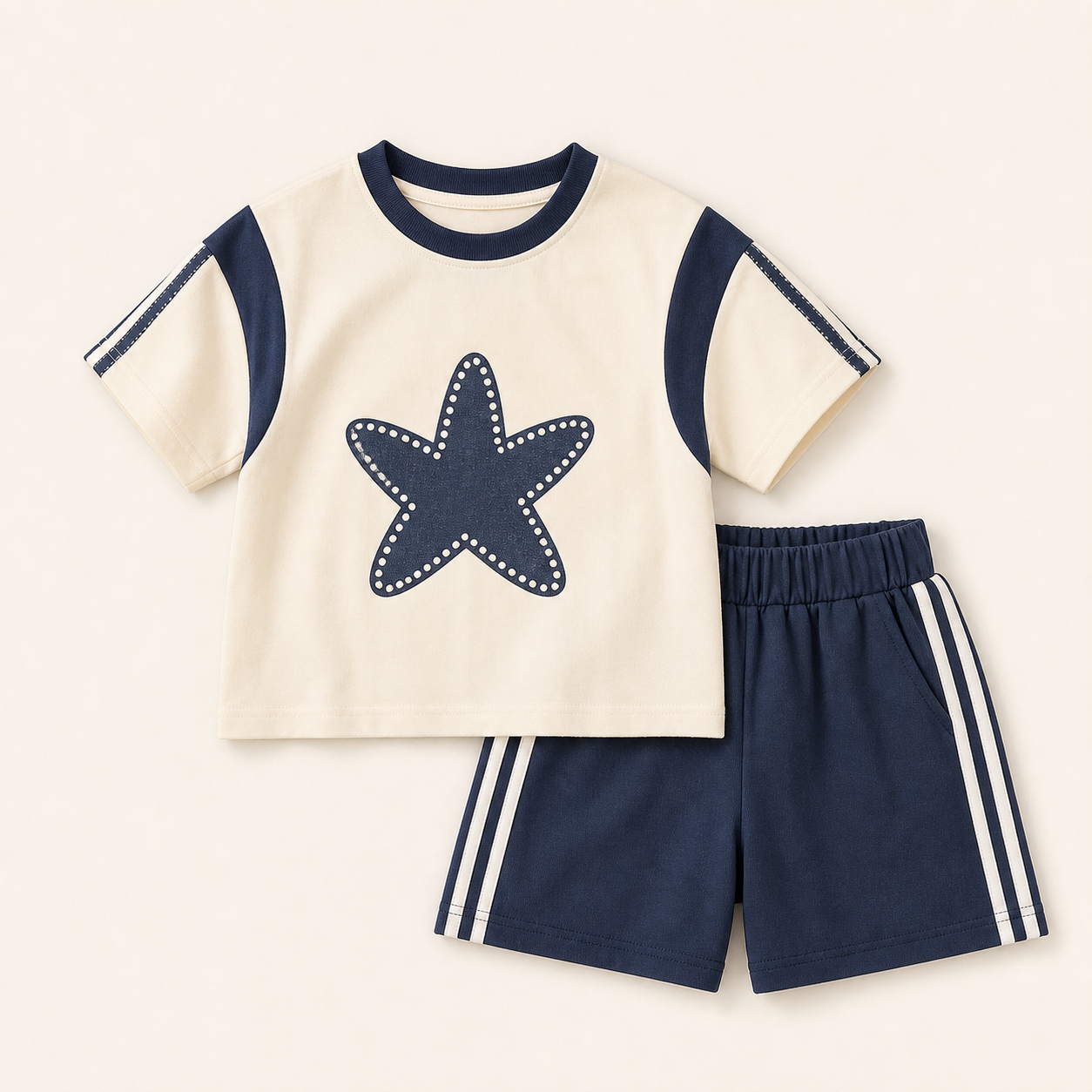 Navy Star Sport Tee and Shorts Set showcase